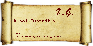 Kupai Gusztáv névjegykártya